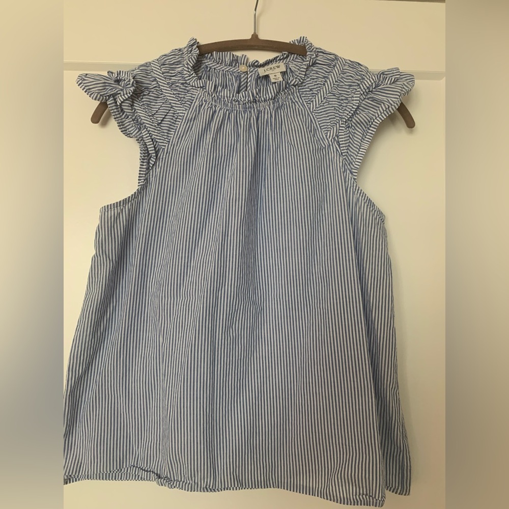 J crew pinstripe cap sleeve top